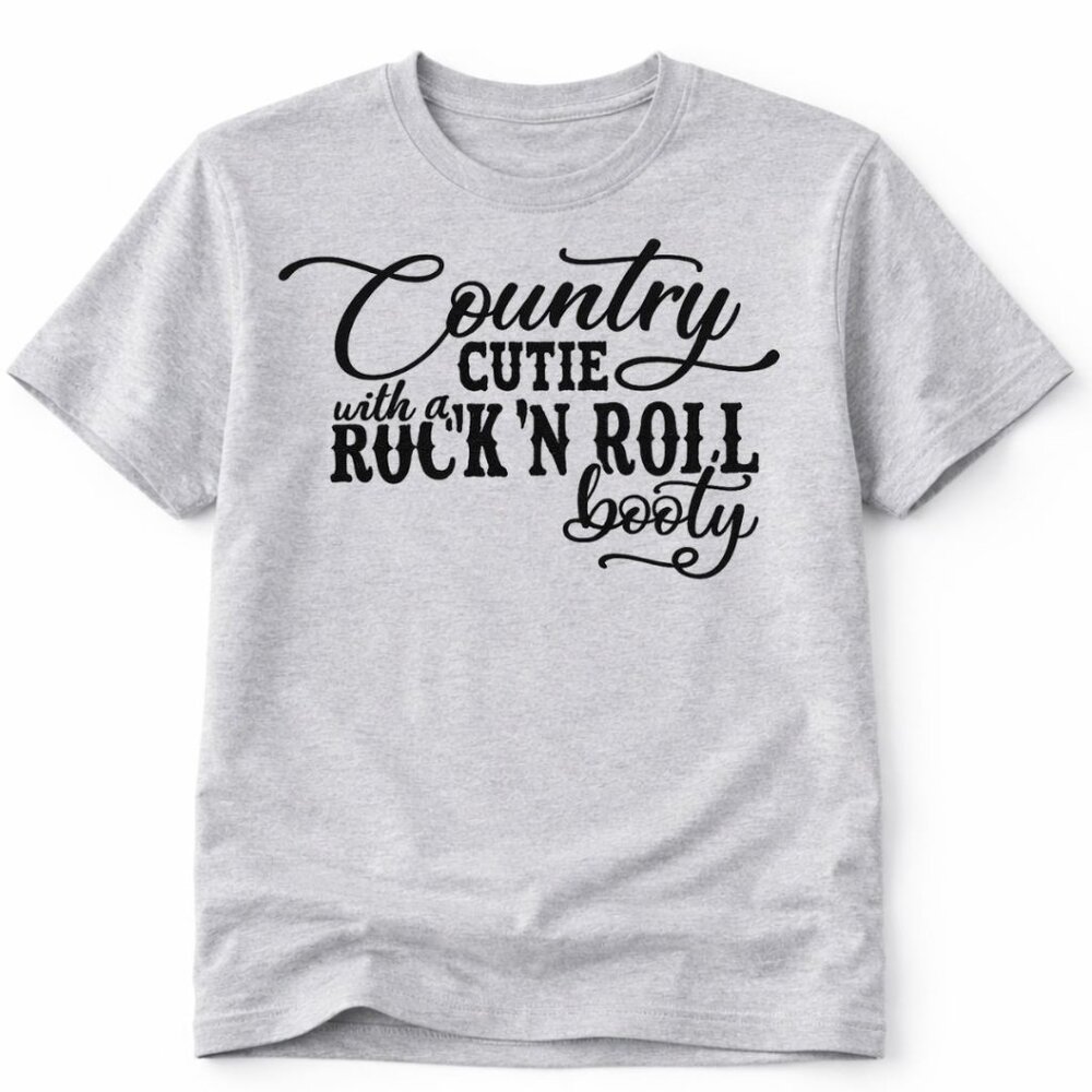Country Cutie Western Graphic T Shirt Trendy Boutique Style Tee Womens Gray